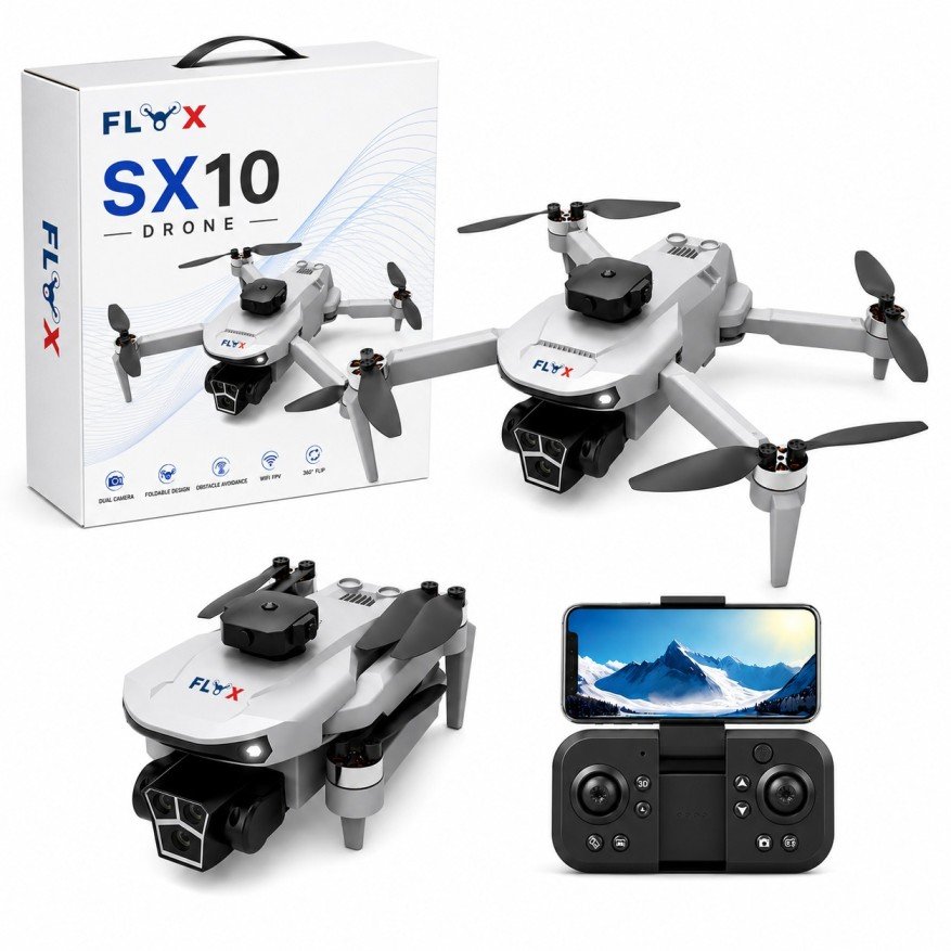 SX10 Dual Camera Dual Battery Foldable Drone with Obstacle Avoidance WiFi FPV Camera Drone Price in Bangladesh Ratings 1